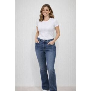 PAIGE High Rise Manhattan Bootcut Jeans Size 31 Dark Wash Stretch Casual Office